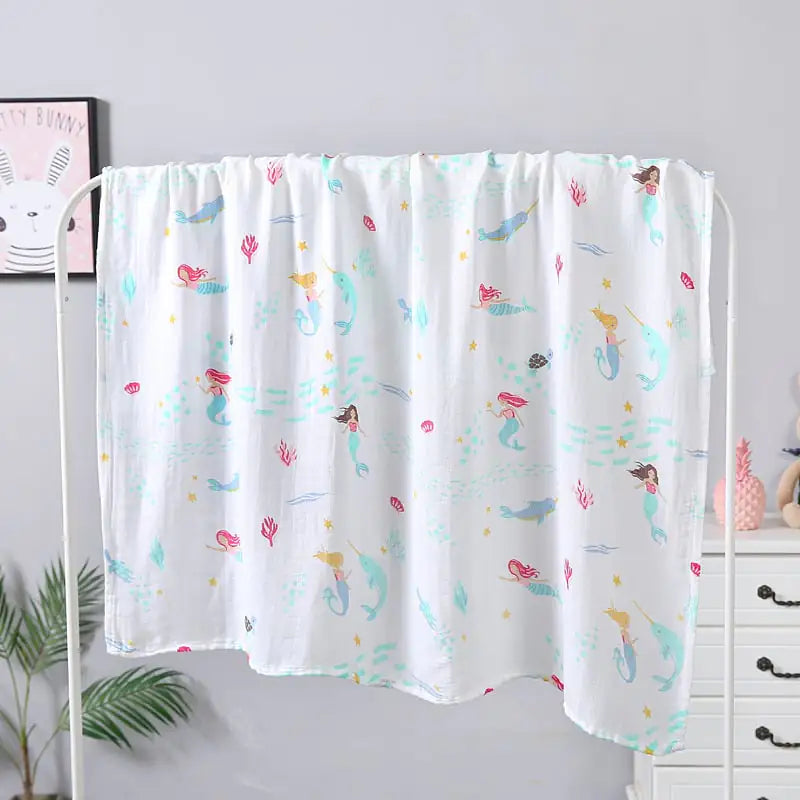 Toalla de baño para bebés de doble capa de gasa, 110 x 120 cm