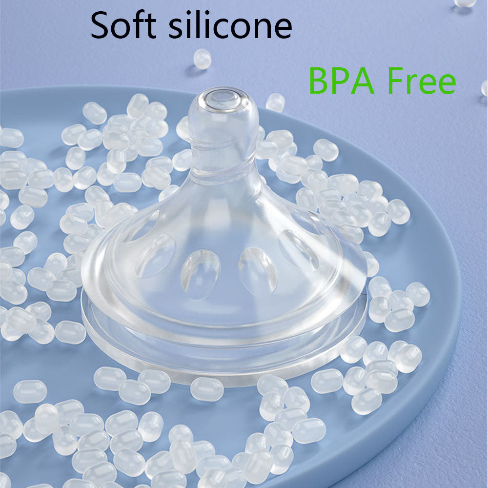 Biberón de silicona para recién nacidos, anti obstrucción