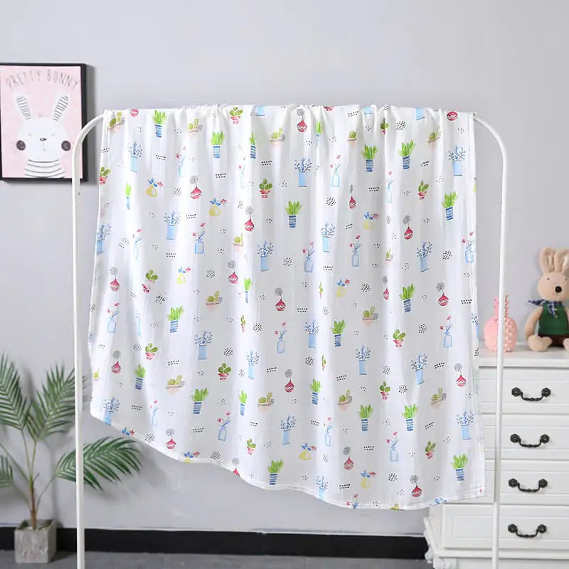 Toalla de baño para bebés de doble capa de gasa, 110 x 120 cm